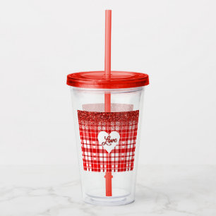 Verre En Acrylique Red Plaid Love