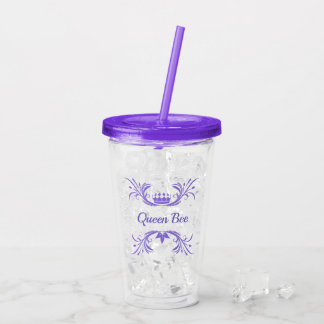 Verre En Acrylique Reine à thème violet flamme et couronne