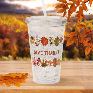 Verre En Acrylique Remerciements Feuilles Automne Thankgiving
