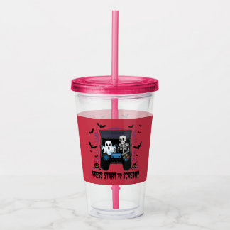 Verre En Acrylique Rétro Gamer Halloween - Squelette Borne d'arcade