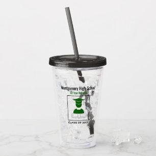Verre En Acrylique Réunion du lycée Personnalisé Vert et Blanc