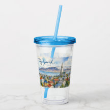 Reykjavik Islande souvenir aquarelle