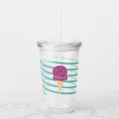 Verre En Acrylique Ribbon Violet crème glacée rayures Monogramme (Devant)