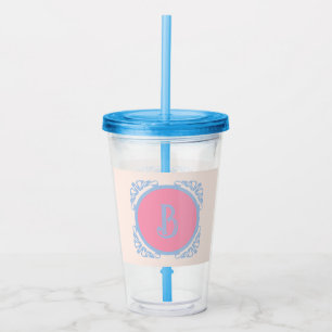 Verre En Acrylique Rose et bleu personnalisés