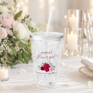 Verre En Acrylique Roses roses magenta Élégante Fille Fleurs Mariage