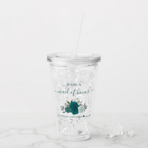 Verre En Acrylique Roses sarcelle et aqua Élégant témoin de mariage
