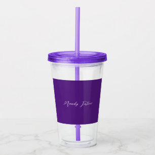 Verre En Acrylique Royal Purple Plain Élégante Calligraphie minimalis
