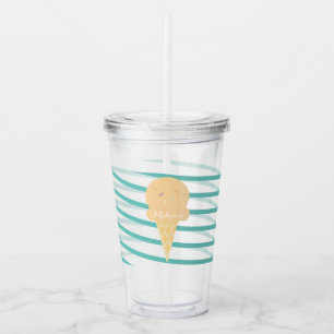 Verre En Acrylique Ruban Glaces Rayures Monogramme