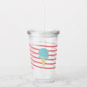 Verre En Acrylique Ruban Monogramme Rayures Glace