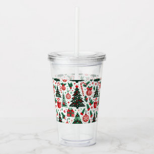 Verre En Acrylique sapin de Noël, cadeaux, canne de bonbon