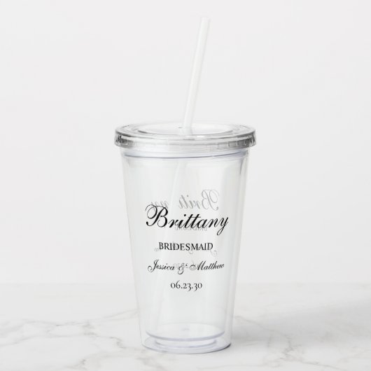 Verre En Acrylique Script Bridesmaid Customisé (Dos)