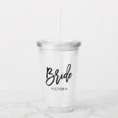 Verre En Acrylique Script élégant "Mariée" Custom Bridal Party (Devant)