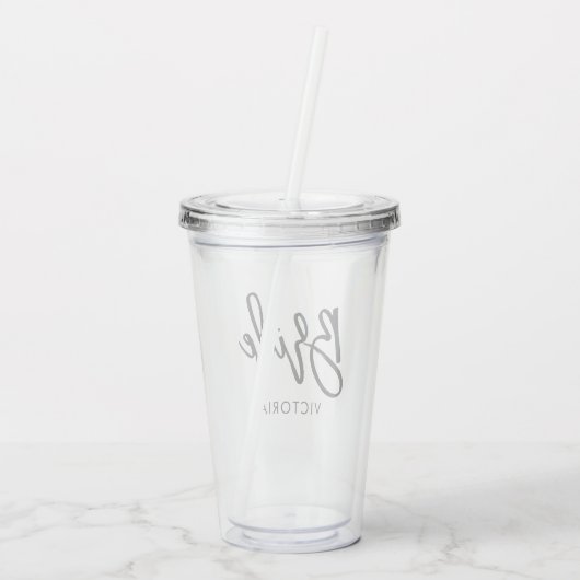 Verre En Acrylique Script élégant "Mariée" Custom Bridal Party (Dos)
