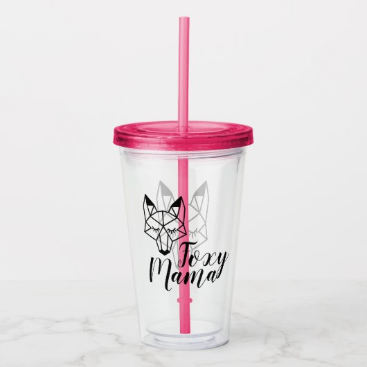 Verre En Acrylique Script Mama Foxy Fox géométrique (Devant)