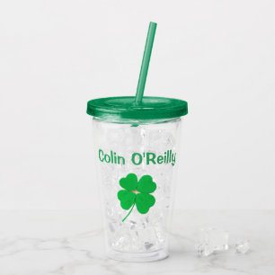 Verre En Acrylique Shamrock Green St. Patricks Day (Nom) 4Colin