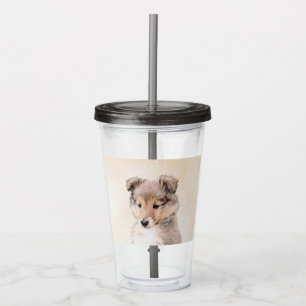 Verre En Acrylique Shetland Sheepdog Puppy Peinture Chien original ar