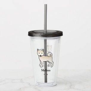 Verre En Acrylique Shiba Inu crème Chien Mignon & Nom personnalisé