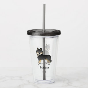 Verre En Acrylique Siberian Husky noir et feu Chien & Nom personnalis