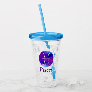 Verre En Acrylique SIGNE Zodiaque Pisces Espace Nebula