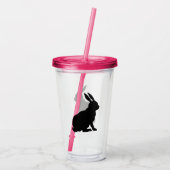 Verre En Acrylique Silhouette du profil latéral du lapin assis noir (Dos)