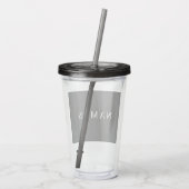 Verre En Acrylique Simple Black Custom Ajouter Votre Nom Élégant (Dos)