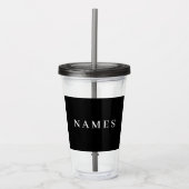 Verre En Acrylique Simple Black Custom Ajouter Votre Nom Élégant (Devant)