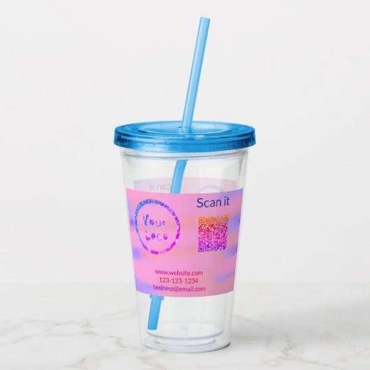 Verre En Acrylique Simple minimum q r code ajouter logo code d'analys (Dos)