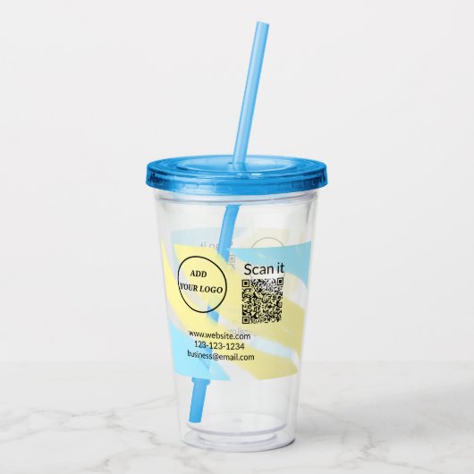 Verre En Acrylique Simple minimum q r code ajouter logo code d'analys (Dos)