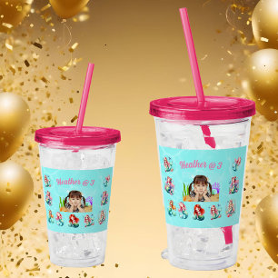 Verre En Acrylique Sirènes Acrylique Tumbler Anniversaire Favoriser