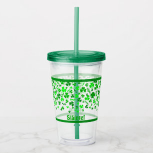 Verre En Acrylique Sláinte Trèfles irlandais chanceux Design personna