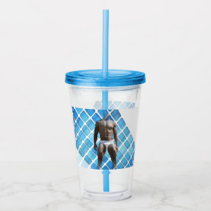 Verre En Acrylique SlipperyJoe's homme musclé six-pack abs blanc sous