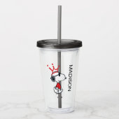 Verre En Acrylique Snoopy - Joe Cool Crown | Ajouter Votre Nom (Devant)