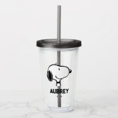 Verre En Acrylique Snoopy Smile Giggle Laugh | Ajouter Votre Nom (Devant)
