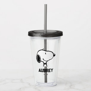 Verre En Acrylique Snoopy Smile Giggle Laugh Ajouter Votre Nom