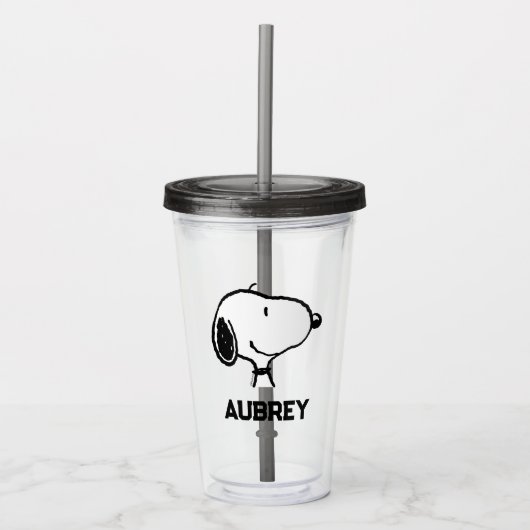 Verre En Acrylique Snoopy Smile Giggle Laugh | Ajouter Votre Nom (Devant)