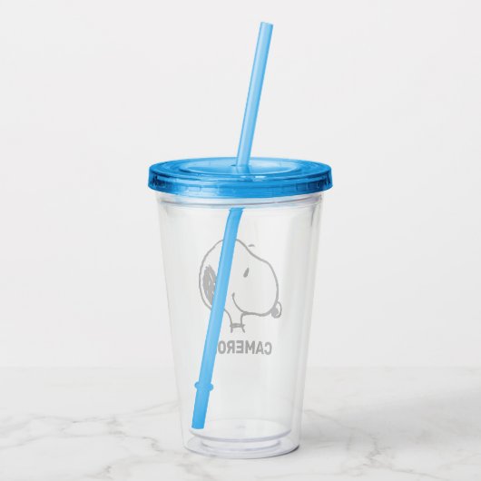 Verre En Acrylique Snoopy Smile Giggle Laugh Pattern (Dos)