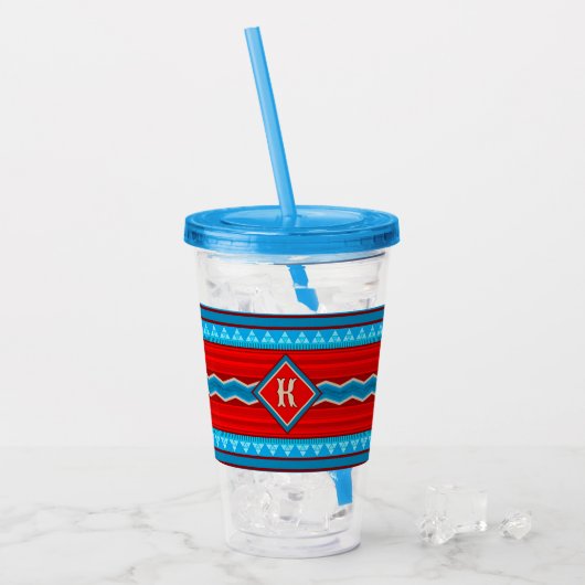 Verre En Acrylique Southwest River Canyon Red Turquoise Monogram (Devant glace)