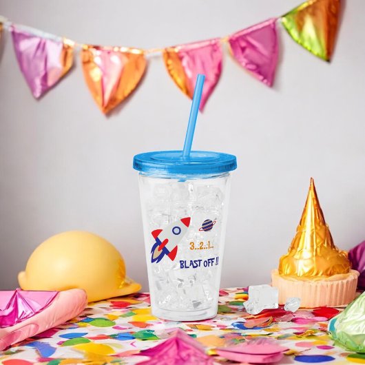 Verre En Acrylique Space Rocket Blast Off Kids Astronaut