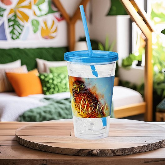 Verre En Acrylique Splattered owl personalized