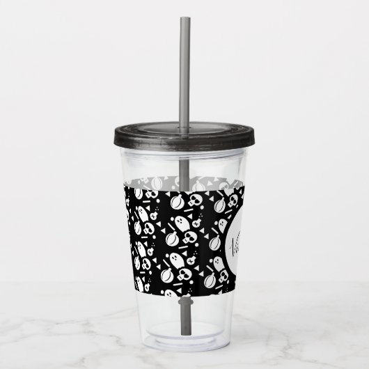 Verre En Acrylique Squelette Citrouille de crâne Script acrylique mon (Devant)