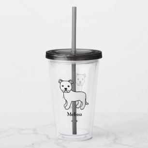 Verre En Acrylique Staffie anglais blanc Chien de dessin animé mignon