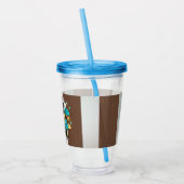 Verre En Acrylique Steampunk Clock and Turquoise Roses on Striped (Gauche)