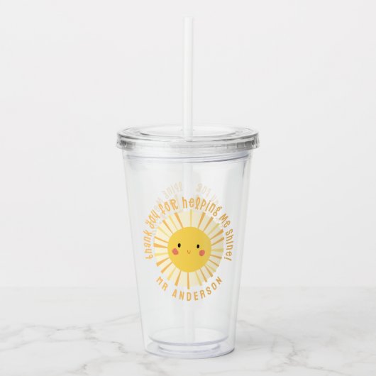 Verre En Acrylique Sunshine merci professeur moderne élégant (Devant)