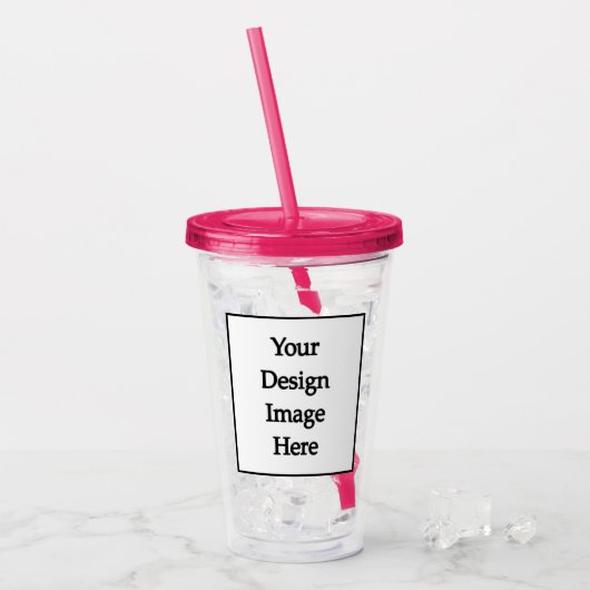 Verre En Acrylique Swag Custom 16oz, Fuchsia Pink Acrylique Tumbler (Devant glace)