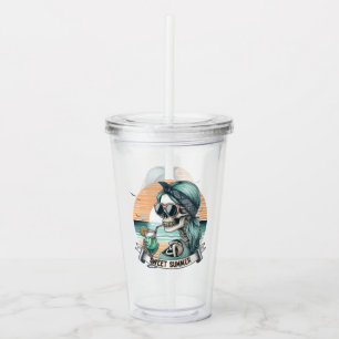 Verre En Acrylique Sweet Summer Skeleton Retro Sunset Design
