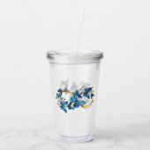 Verre En Acrylique Symbol Infinity of Blue Morpho Butterflies (Dos)