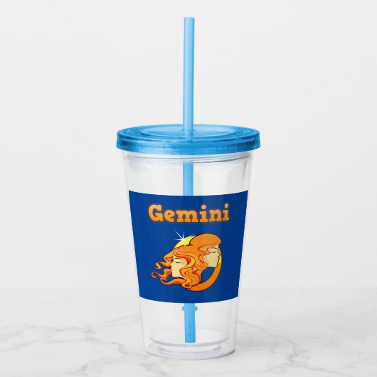 Verre En Acrylique Symbole de Gemini (Devant)