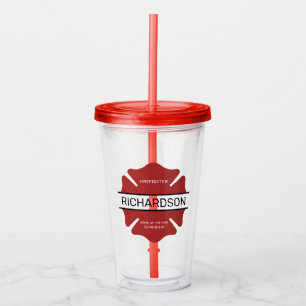 Verre En Acrylique Symbole logo rouge du pompier personnalisé