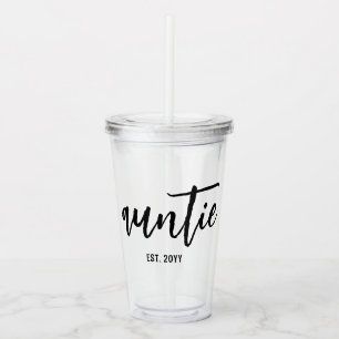 Verre En Acrylique Tante Est Personnalisée. Typographie de script de