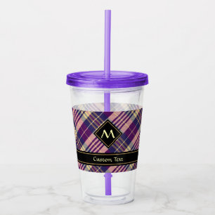 Verre En Acrylique Tartan mauve, or et bleu